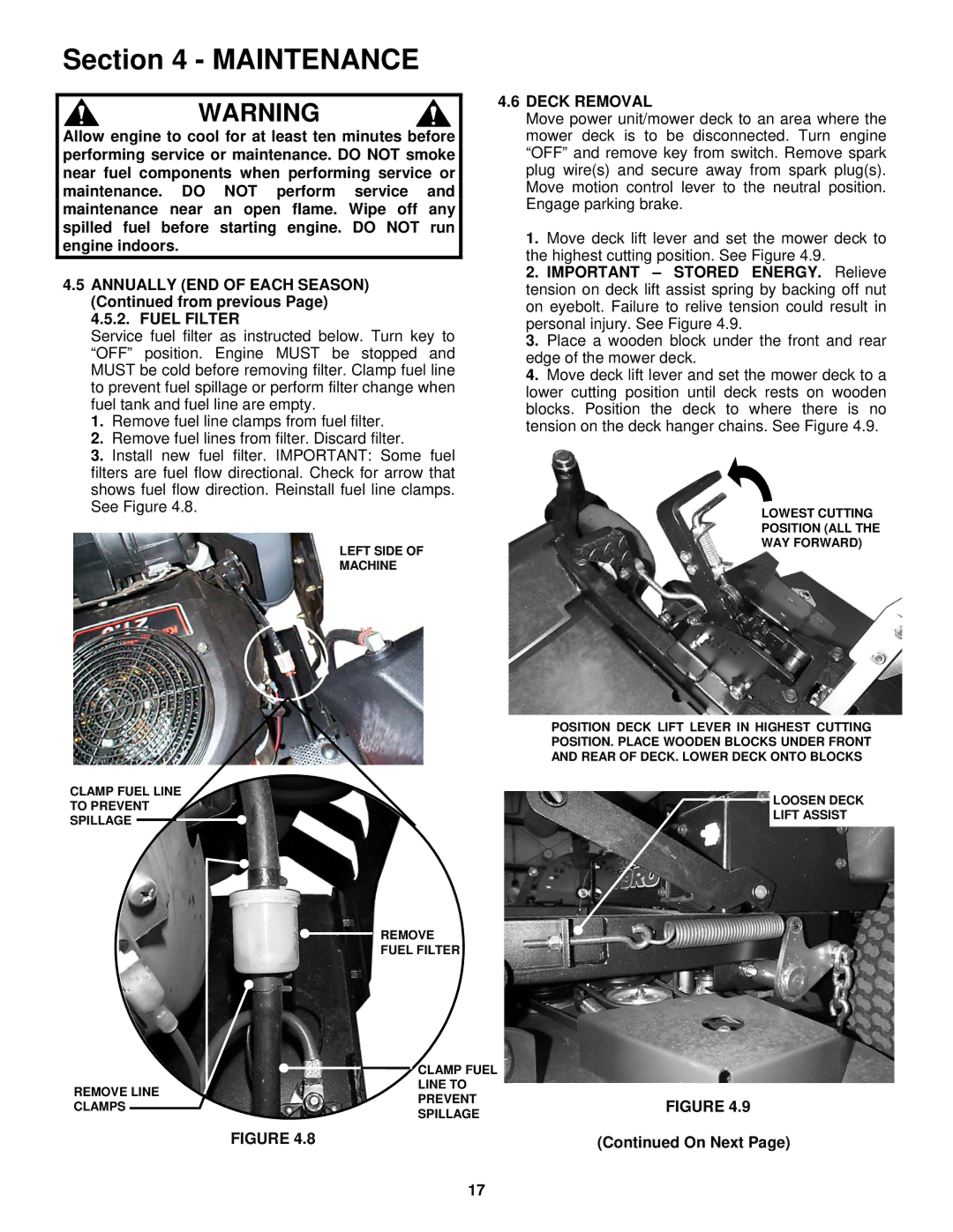 Snapper NZMJ25612KH, NZMJ23522KH, NZMJ23522KH, NZMJ25612KH important safety instructions Deck Removal 