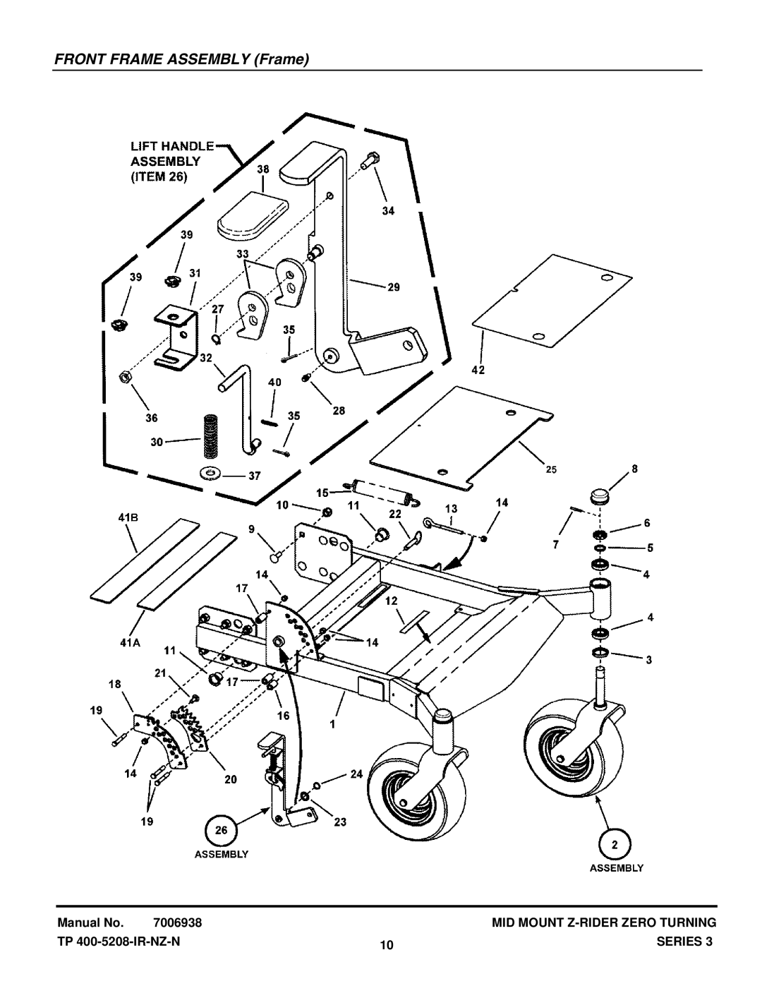 Snapper NZMJ25613KH, NZMJ23523KH manual Front Frame Assembly Frame 