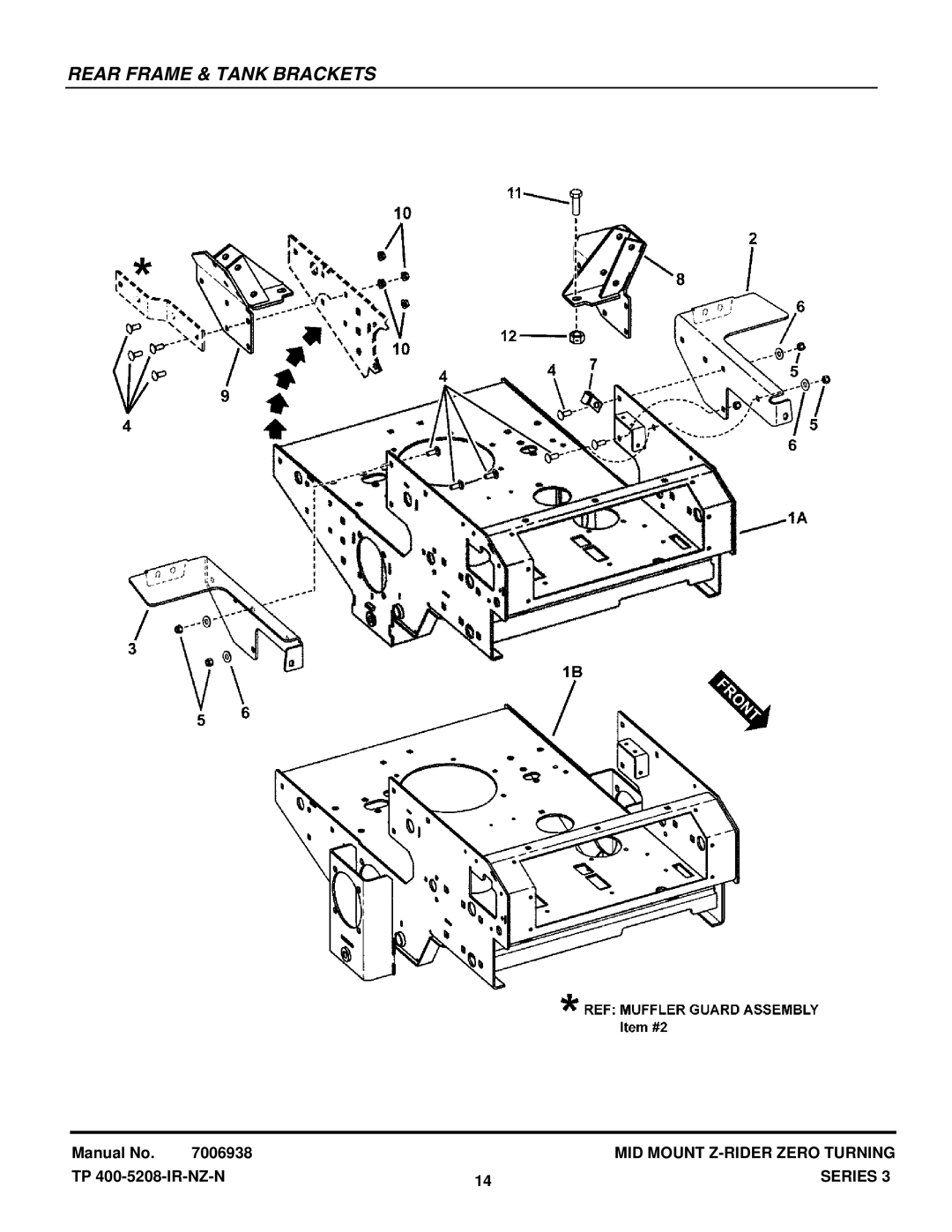 Snapper NZMJ25613KH, NZMJ23523KH manual Rear Frame & Tank Brackets 