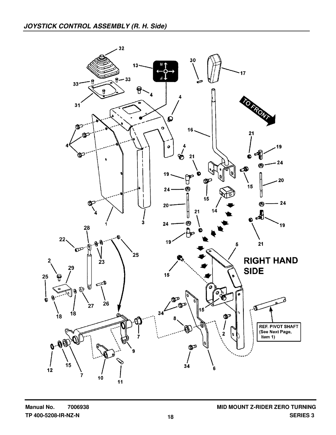 Snapper NZMJ25613KH, NZMJ23523KH manual Joystick Control Assembly R. H. Side 