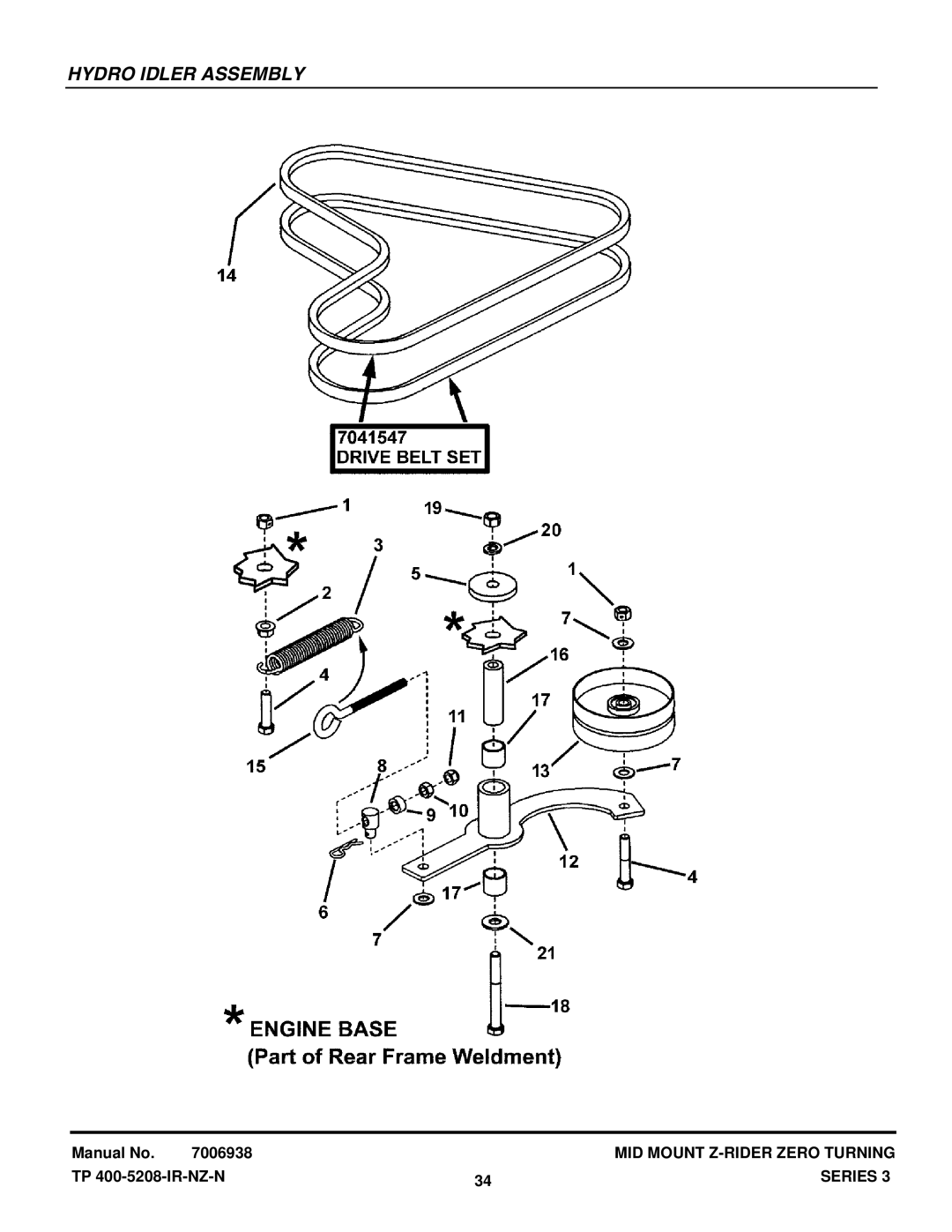 Snapper NZMJ25613KH, NZMJ23523KH manual Hydro Idler Assembly 