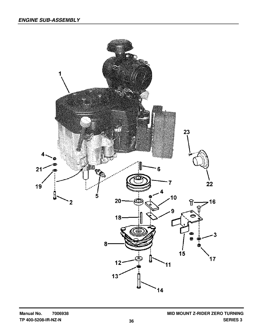 Snapper NZMJ25613KH, NZMJ23523KH manual Engine SUB-ASSEMBLY 