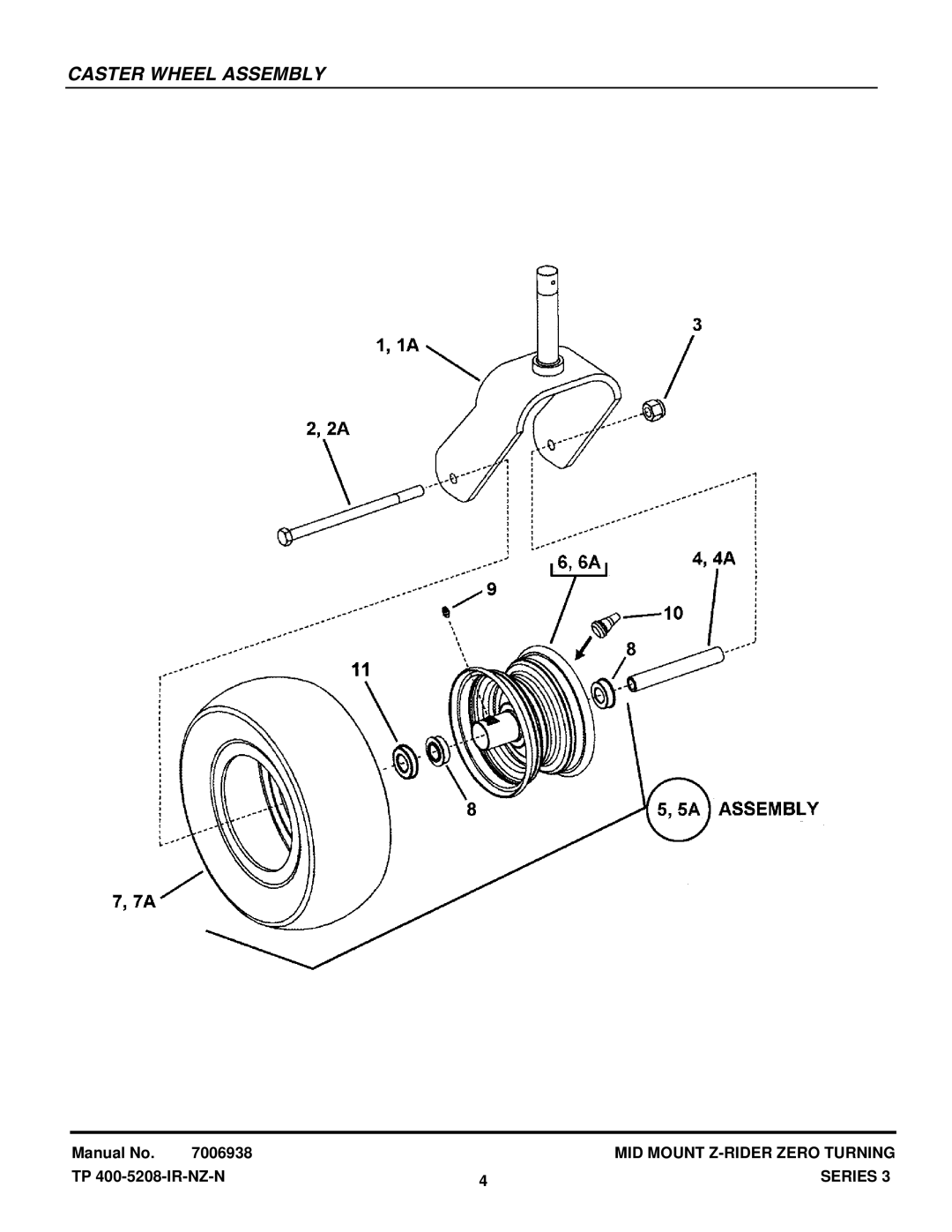 Snapper NZMJ25613KH, NZMJ23523KH manual Caster Wheel Assembly 