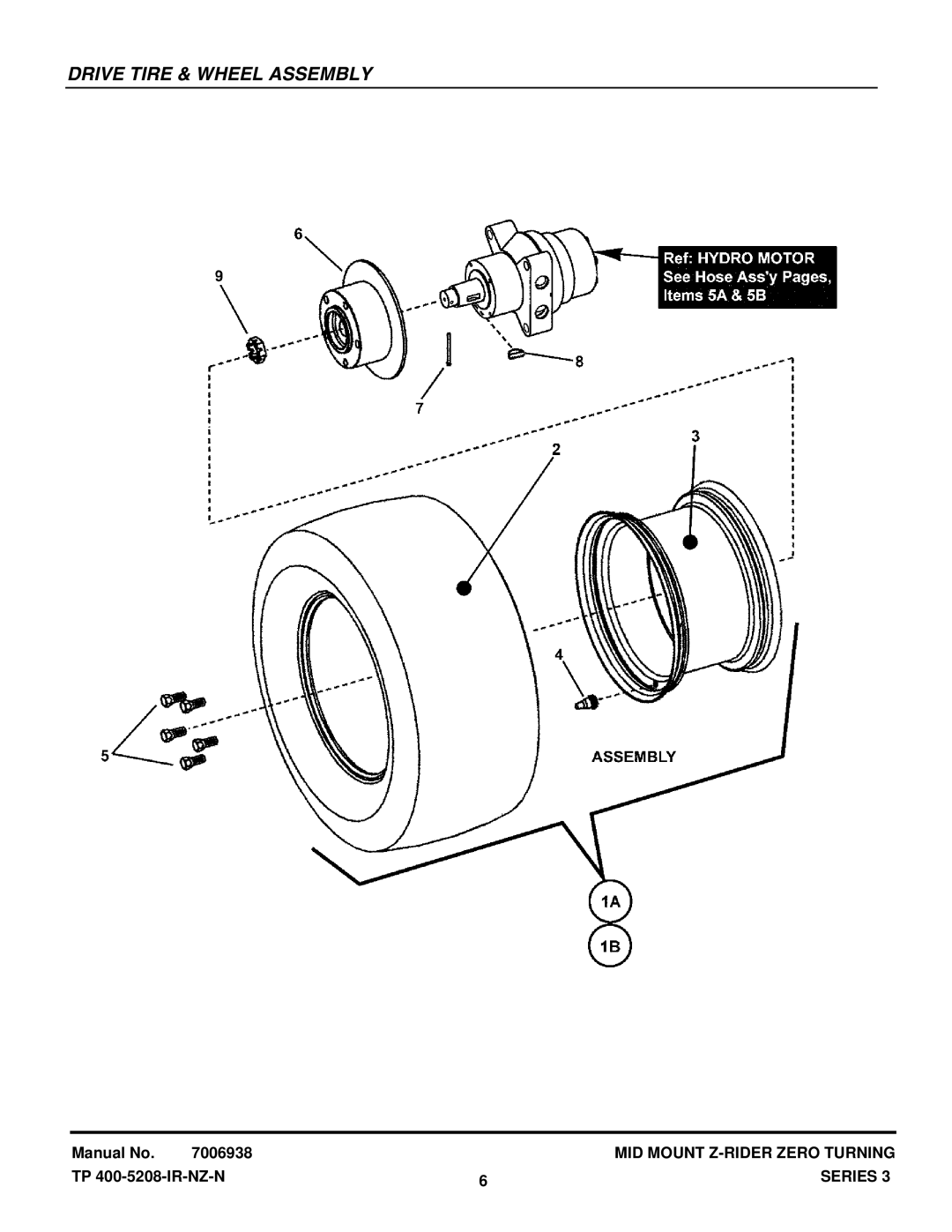 Snapper NZMJ25613KH, NZMJ23523KH manual Drive Tire & Wheel Assembly 