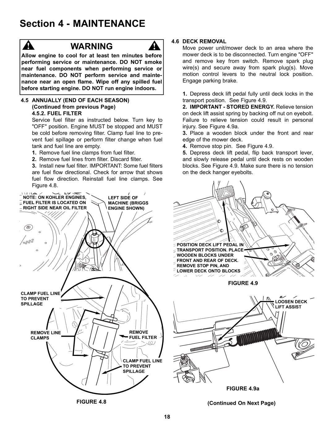 Snapper NZMX30614KH, NZMX32734BV specifications Deck Removal 