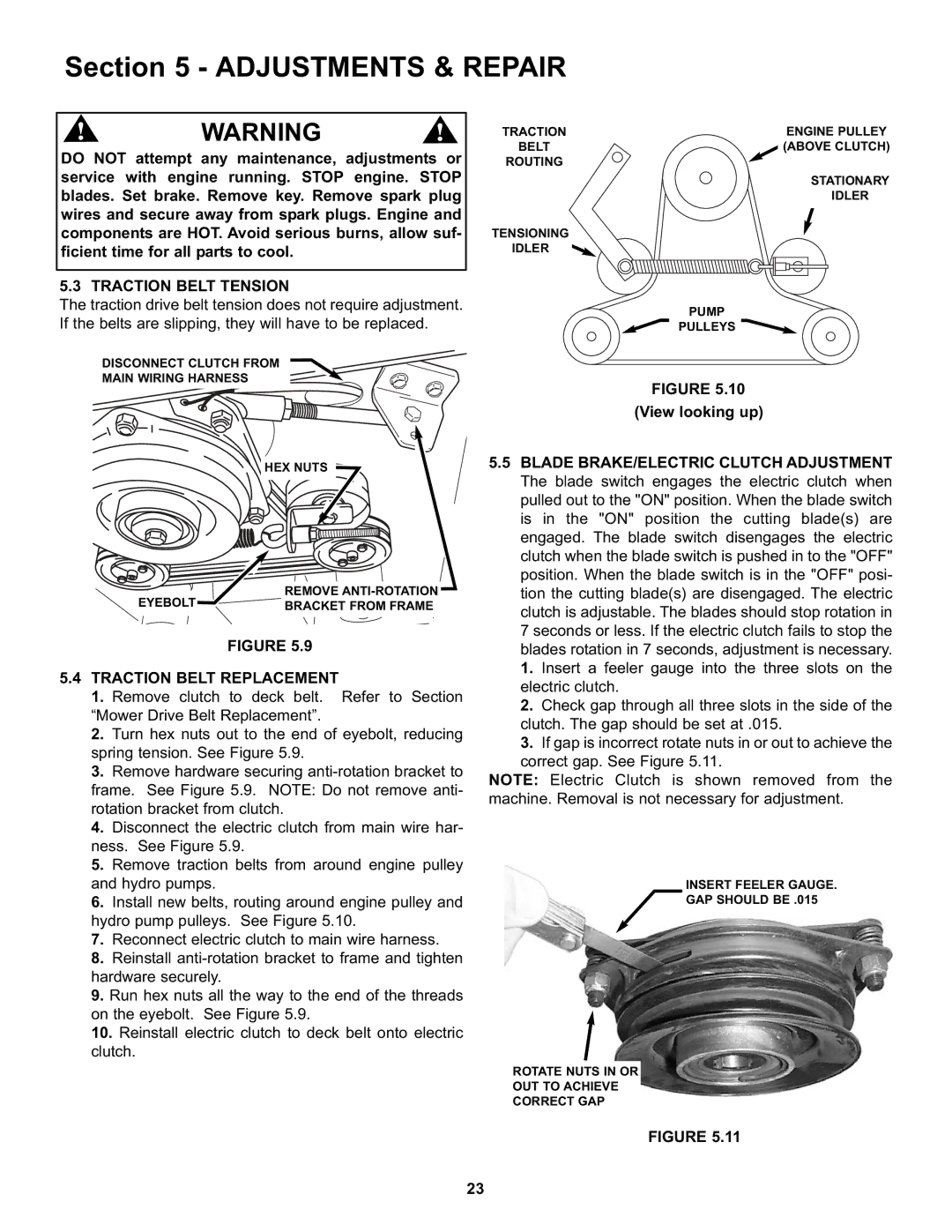 Snapper NZMX30614KH, NZMX32734BV Operaadjustmentsingin TRUCTIONS&REPAIR, Traction Belt Tension, Traction Belt Replacement 