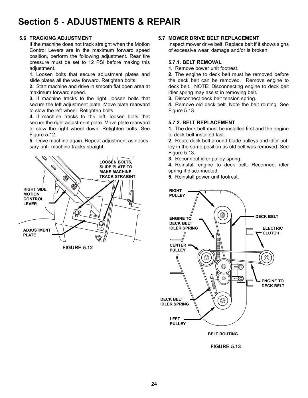 Snapper NZMX30614KH, NZMX32734BV specifications Tracking Adjustment, Mower Drive Belt Replacement, Belt Removal 