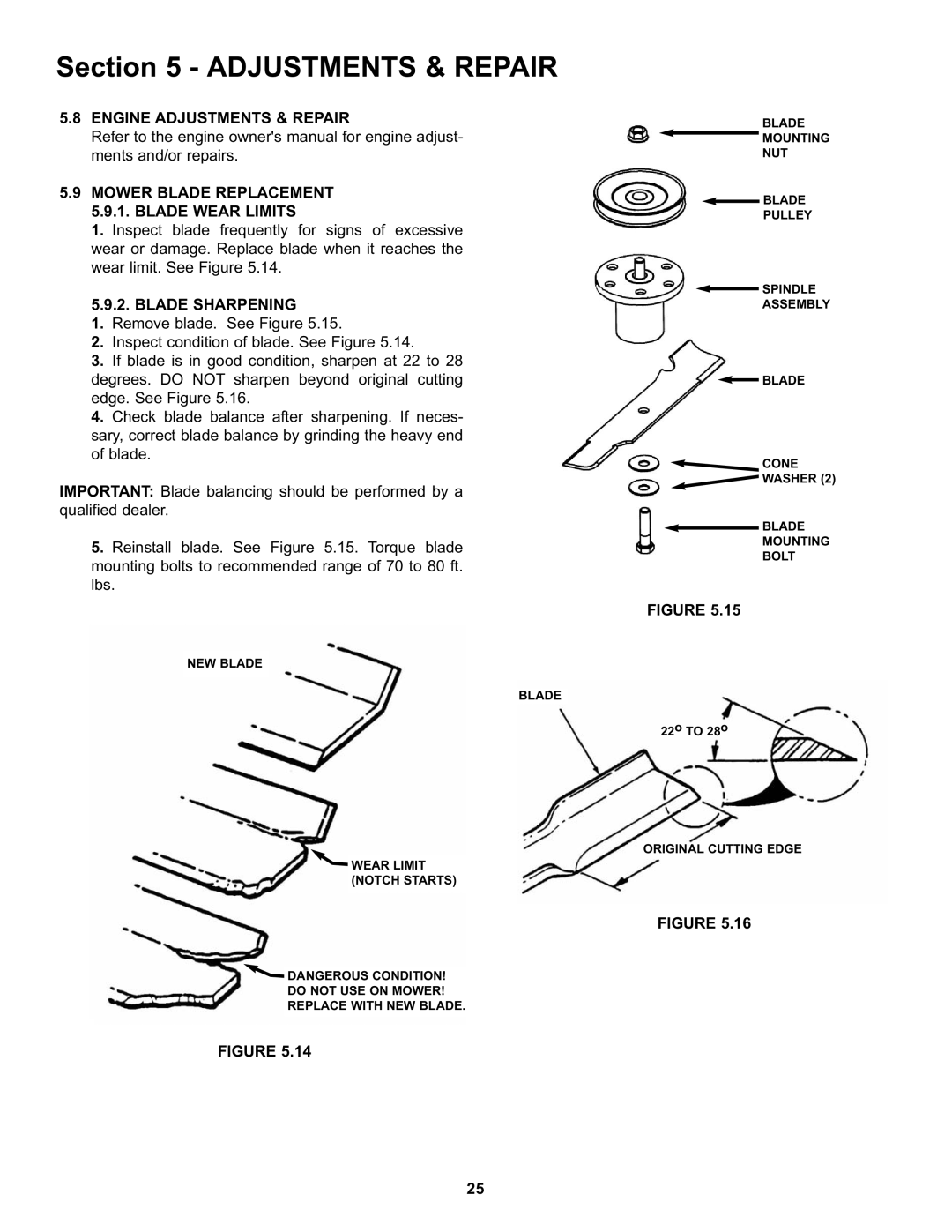 Snapper NZMX30614KH, NZMX32734BV specifications Blade Sharpening 