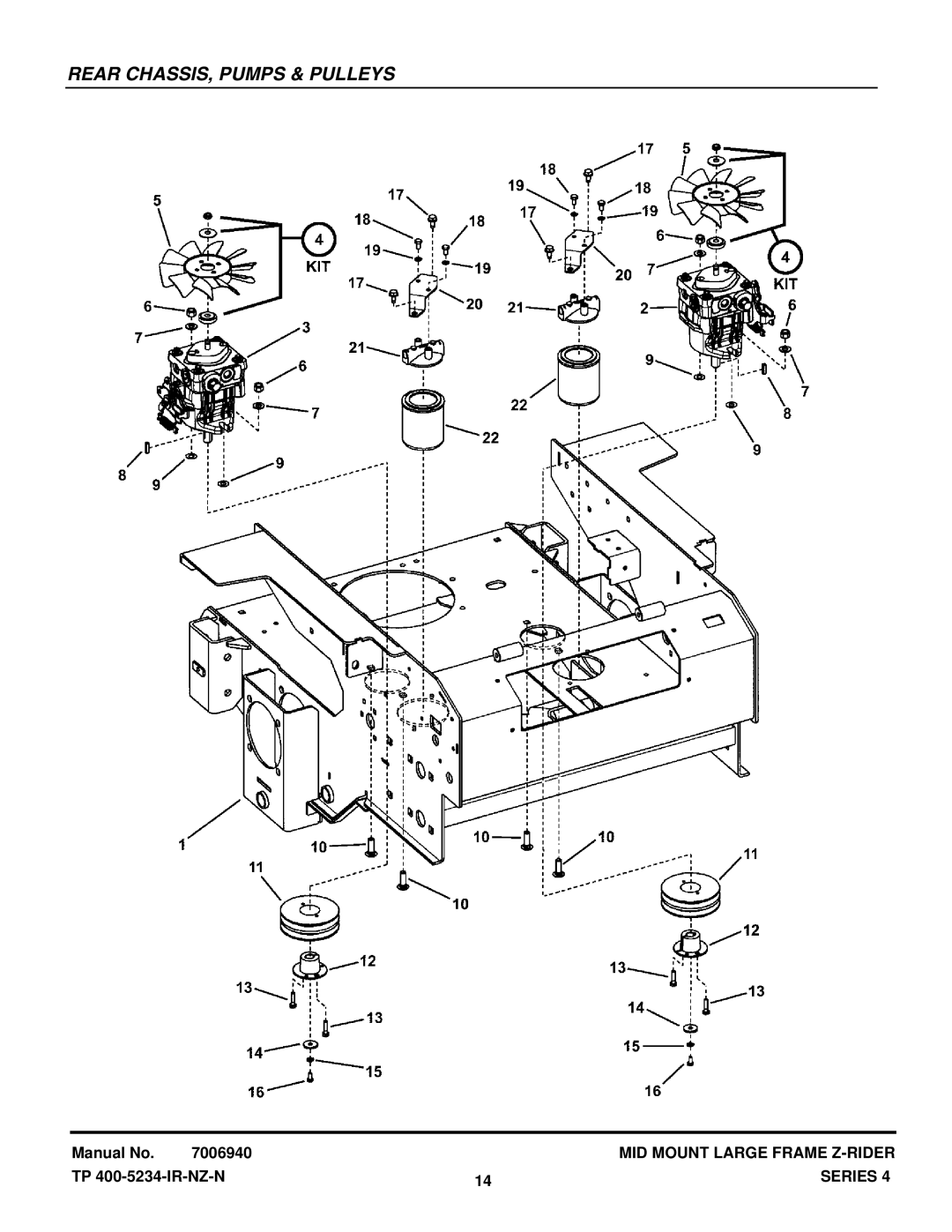 Snapper NZMX32734BV, NZMX30614KH manual Rear CHASSIS, Pumps & Pulleys 