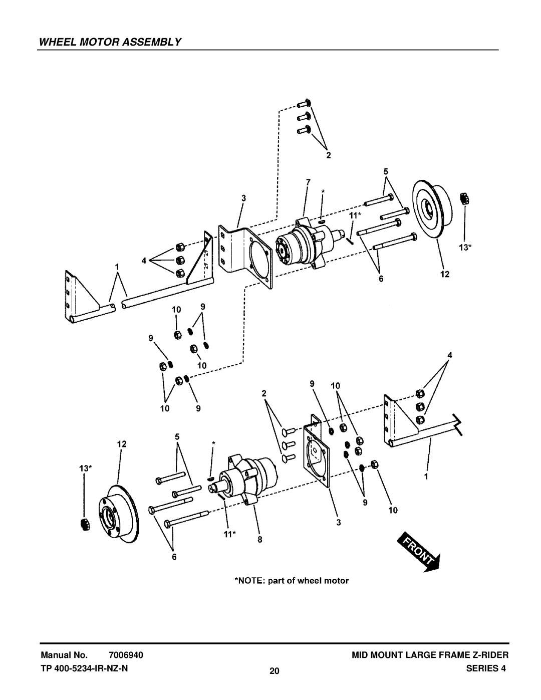 Snapper NZMX32734BV, NZMX30614KH manual Wheel Motor Assembly 