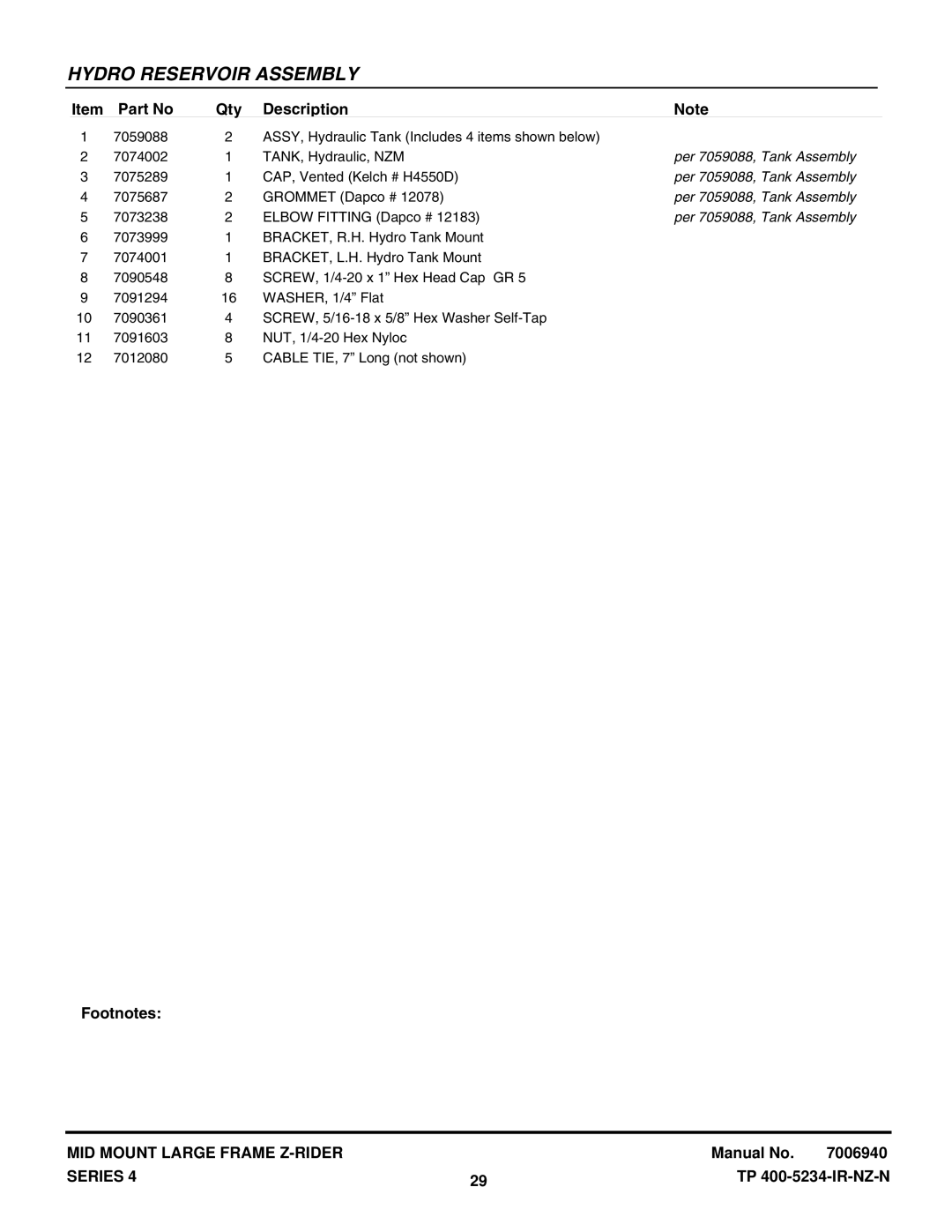 Snapper NZMX30614KH, NZMX32734BV manual Per 7059088, Tank Assembly 