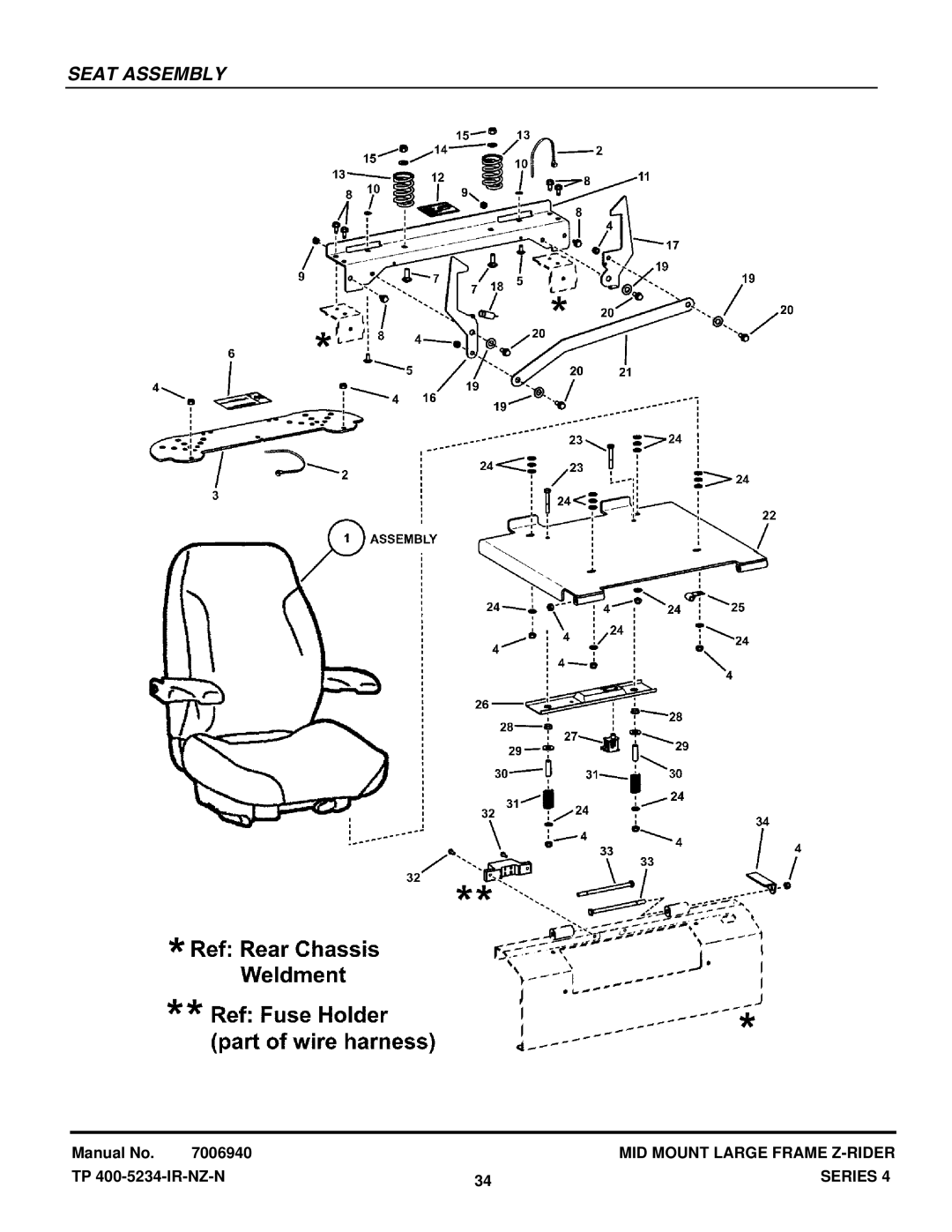 Snapper NZMX32734BV, NZMX30614KH manual Seat Assembly 