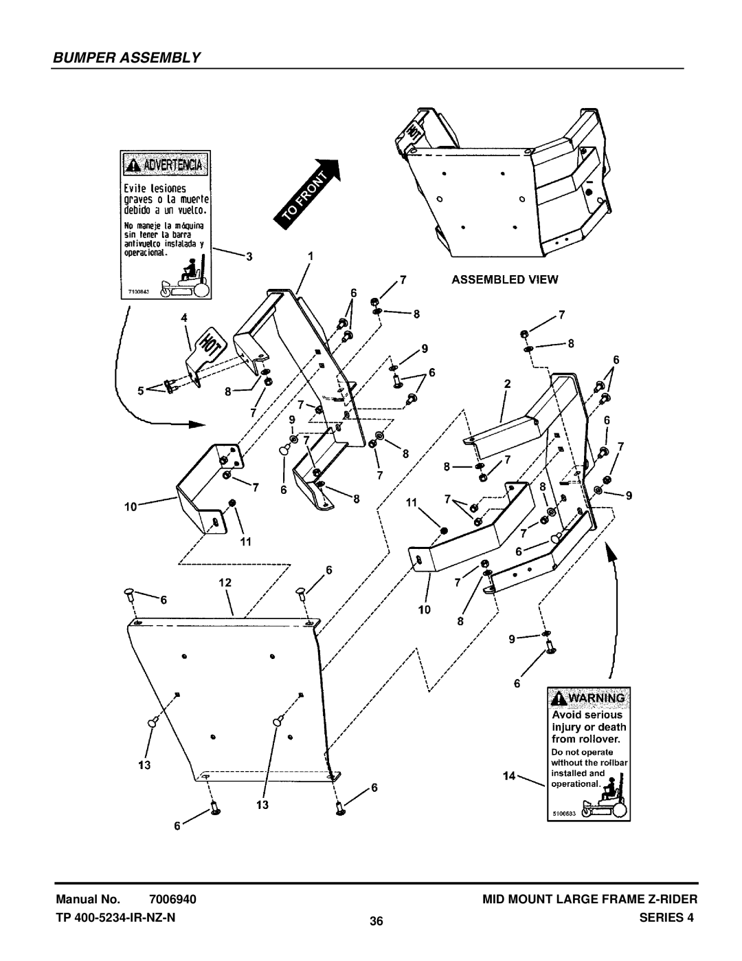 Snapper NZMX32734BV, NZMX30614KH manual Bumper Assembly 