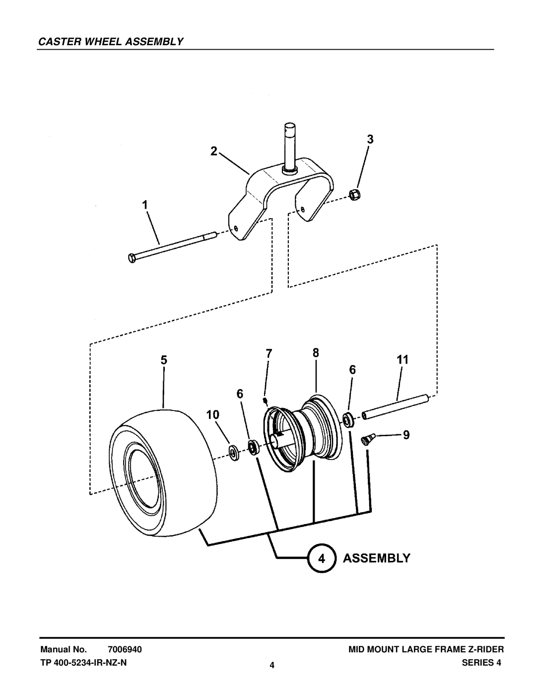 Snapper NZMX32734BV, NZMX30614KH manual Caster Wheel Assembly 