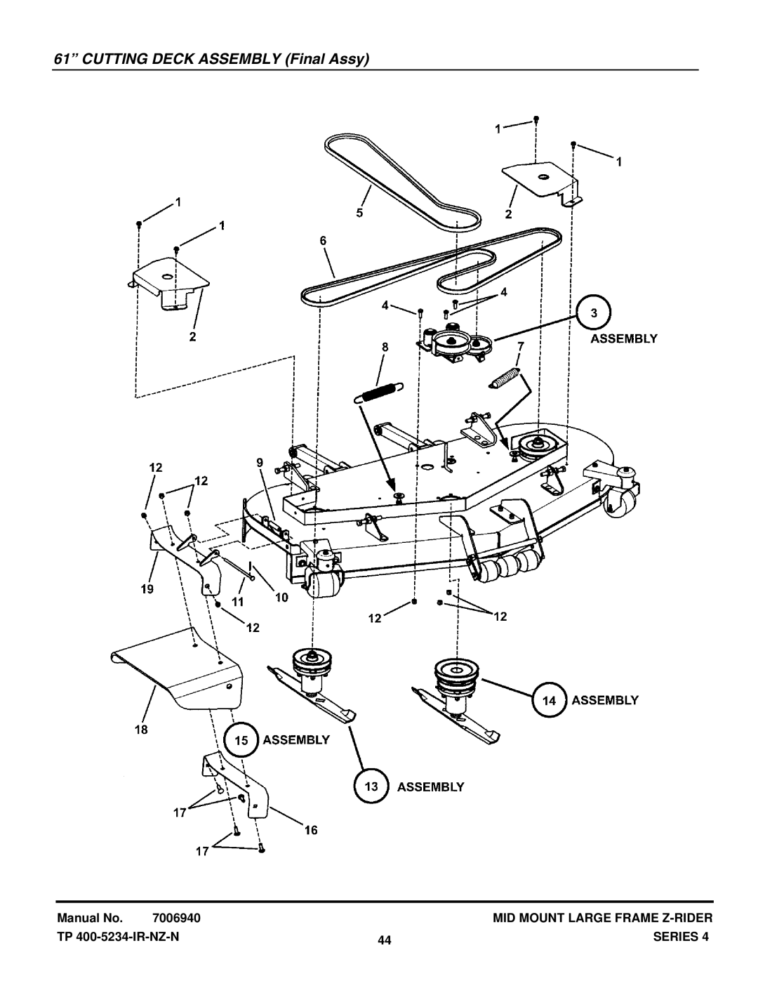 Snapper NZMX32734BV, NZMX30614KH manual Cutting Deck Assembly Final Assy 