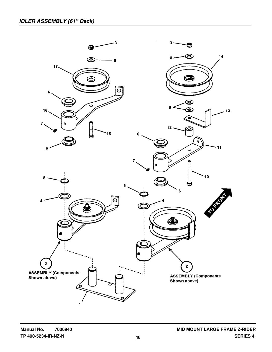 Snapper NZMX32734BV, NZMX30614KH manual Idler Assembly 61 Deck 