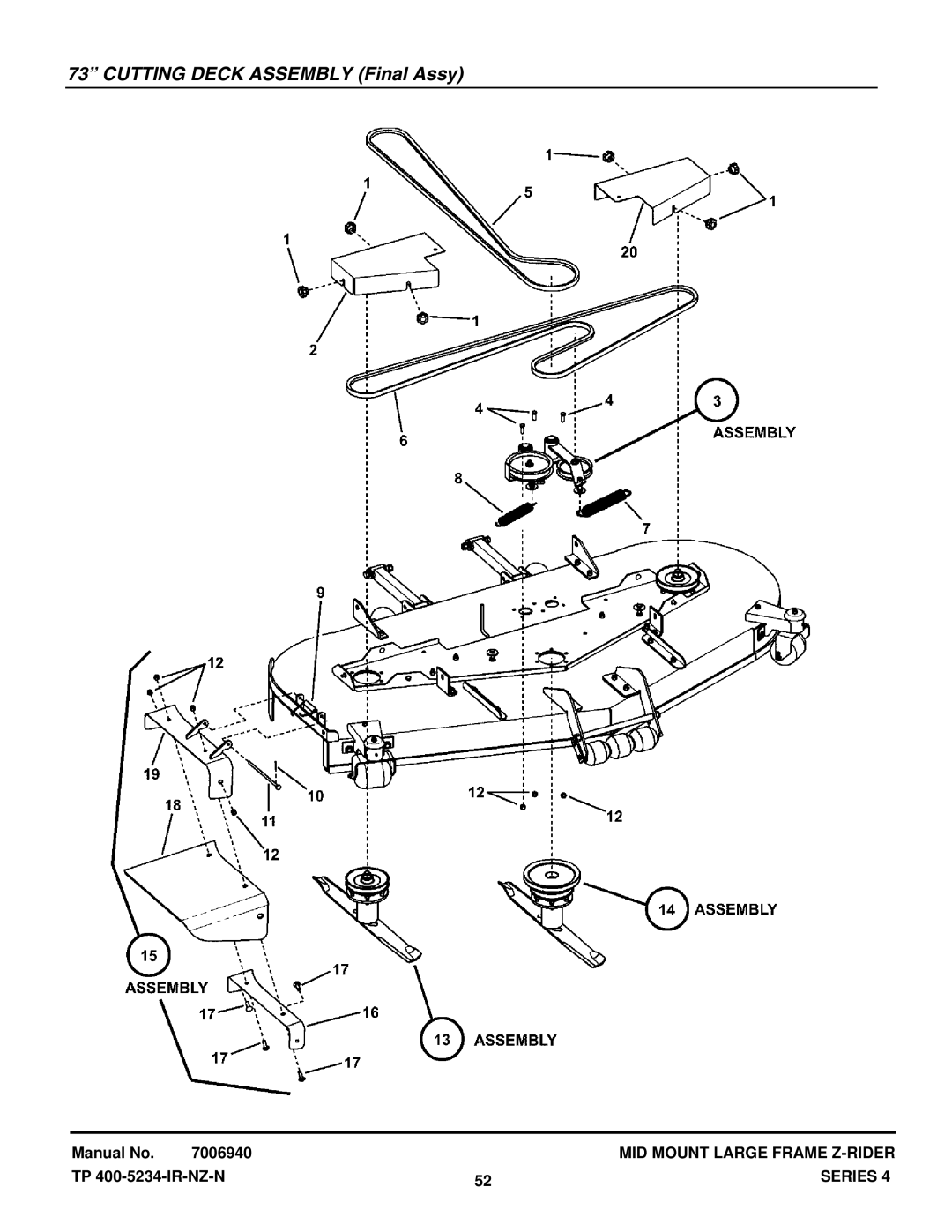 Snapper NZMX32734BV, NZMX30614KH manual Cutting Deck Assembly Final Assy 