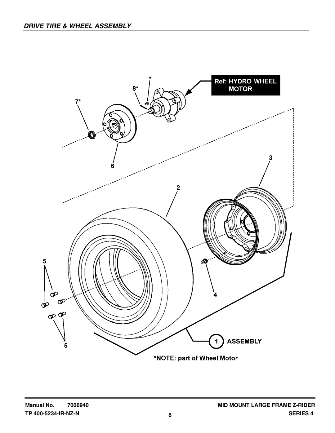 Snapper NZMX32734BV, NZMX30614KH manual Drive Tire & Wheel Assembly 