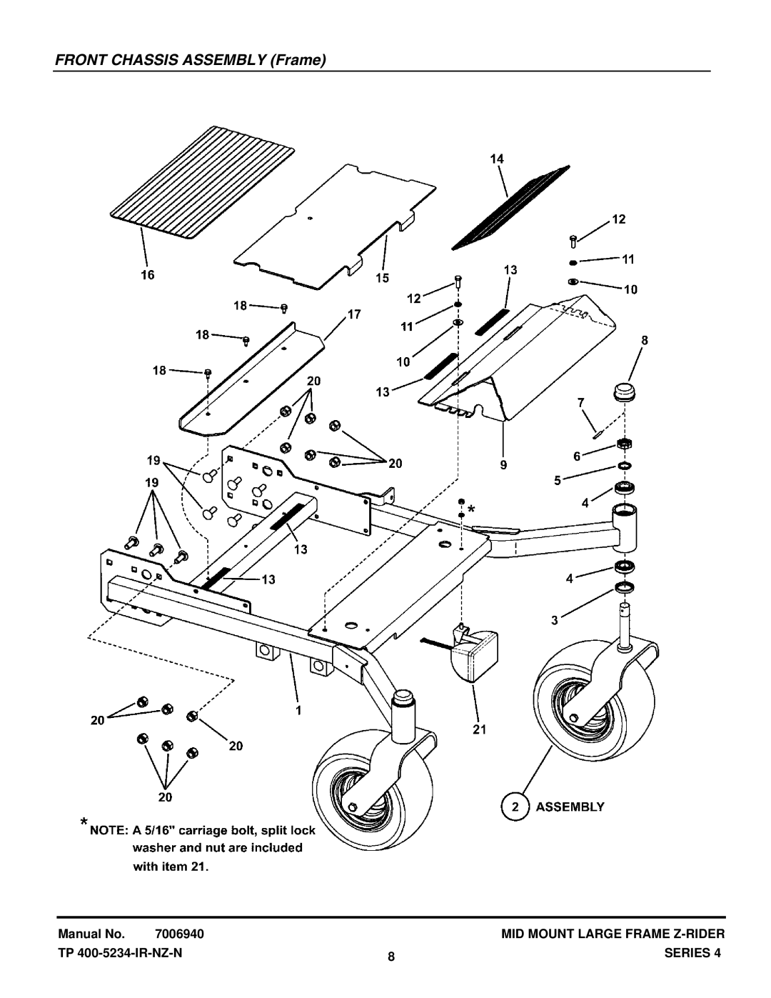 Snapper NZMX32734BV, NZMX30614KH manual Front Chassis Assembly Frame 