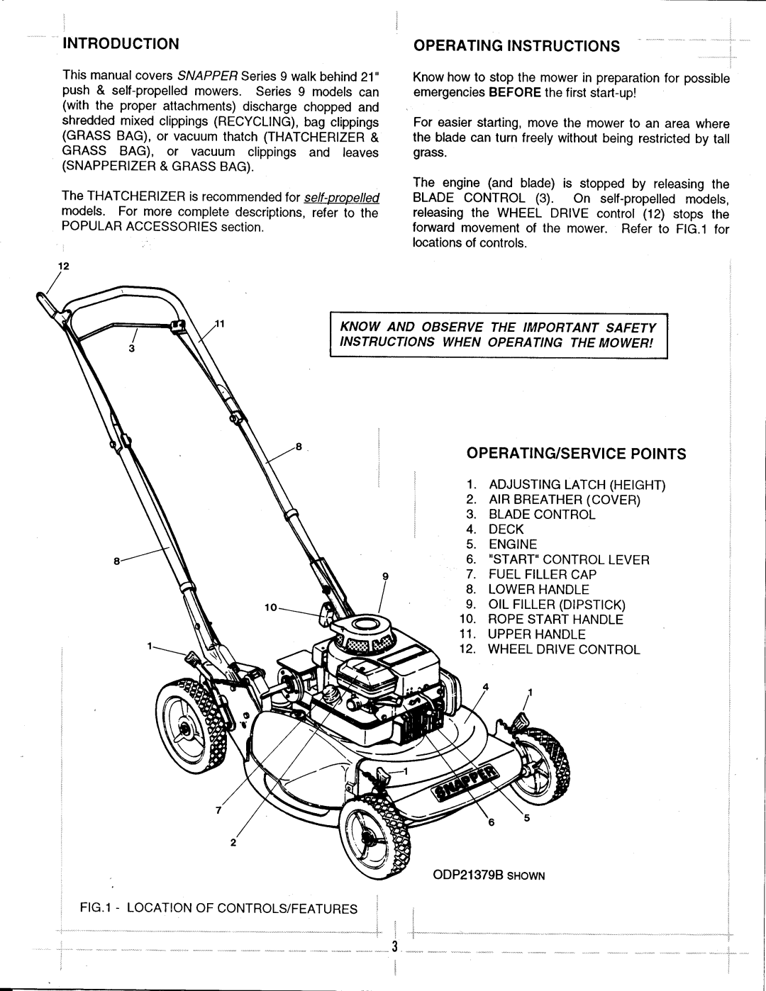 Snapper OD21359B, ODP21379B manual 