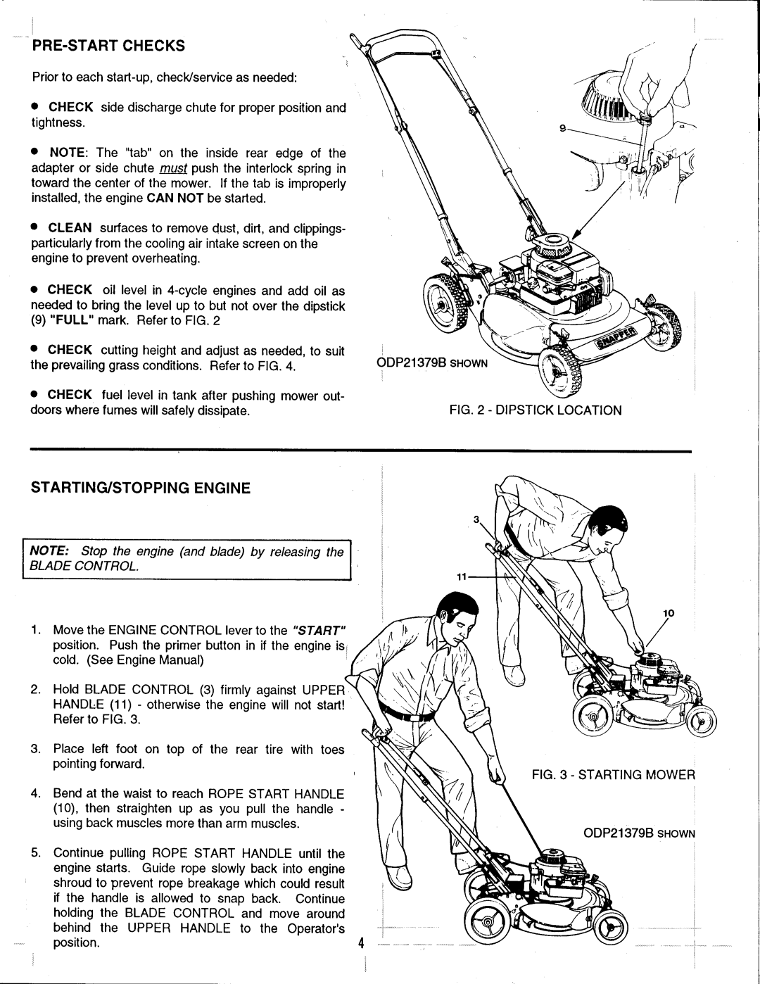 Snapper ODP21379B, OD21359B manual 