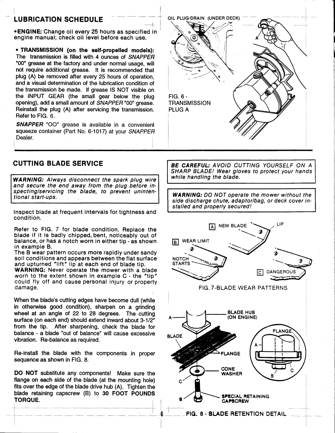 Snapper ODP21379B, OD21359B manual 