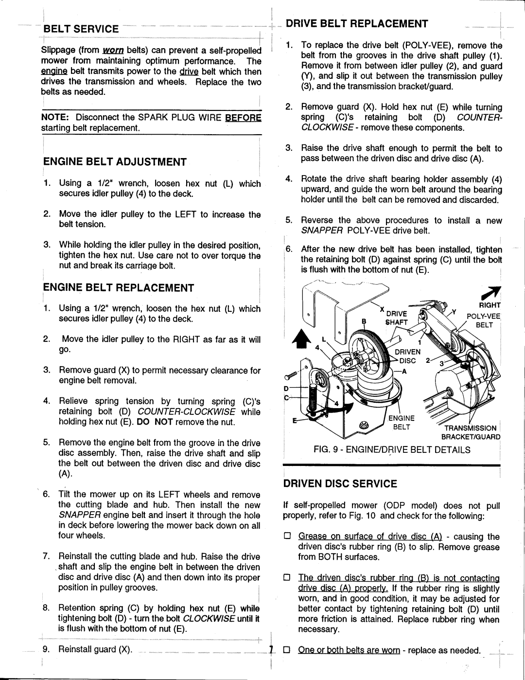 Snapper OD21359B, ODP21379B manual 