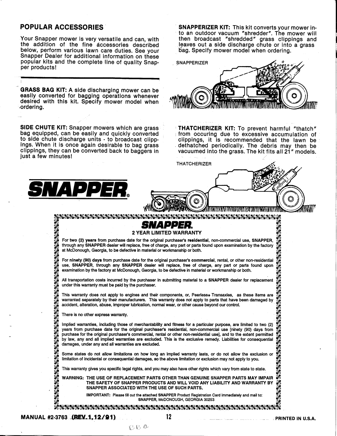 Snapper P21506BE, P21406T-2 manual 