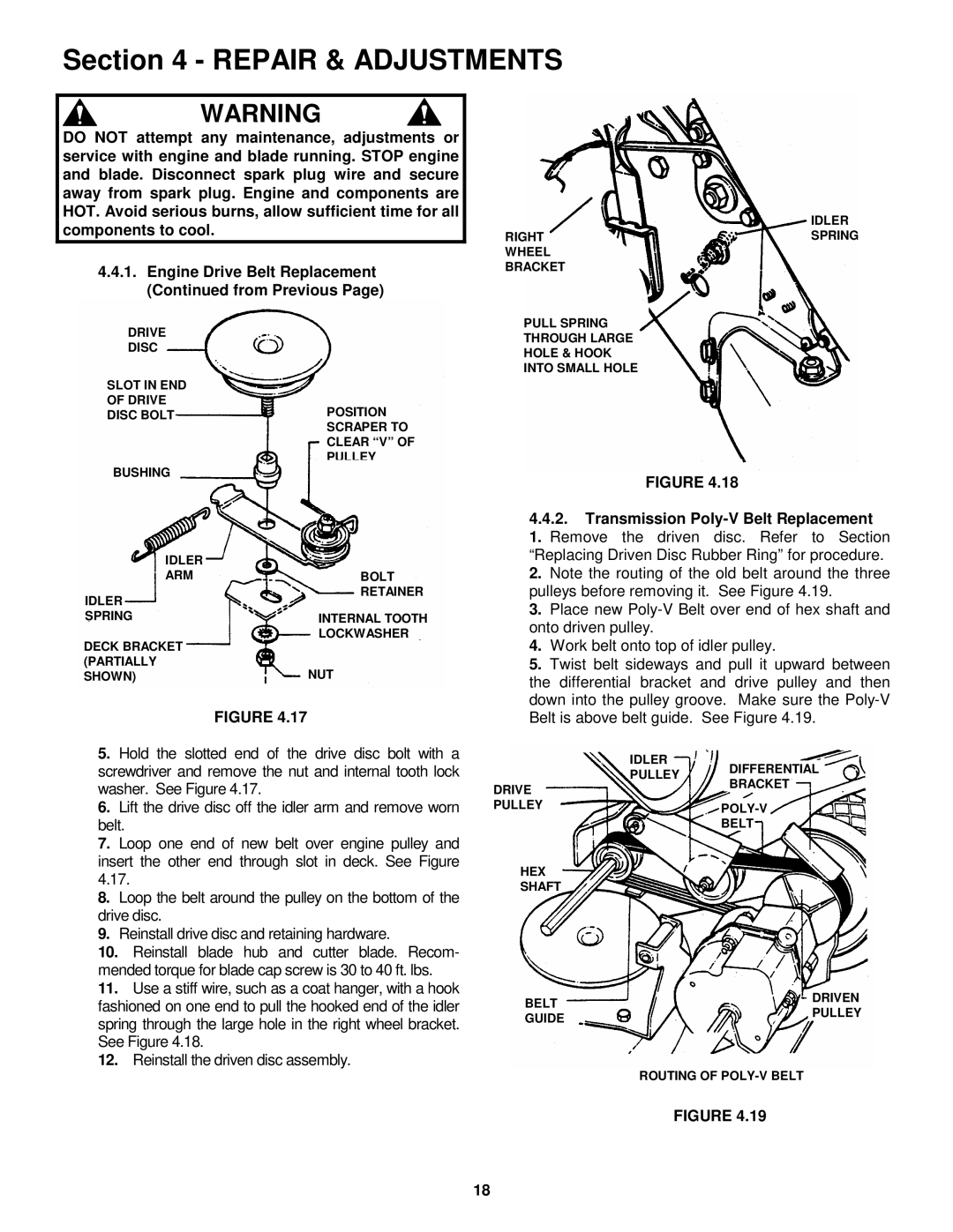 Snapper P216012E important safety instructions Repair & Adjustments 