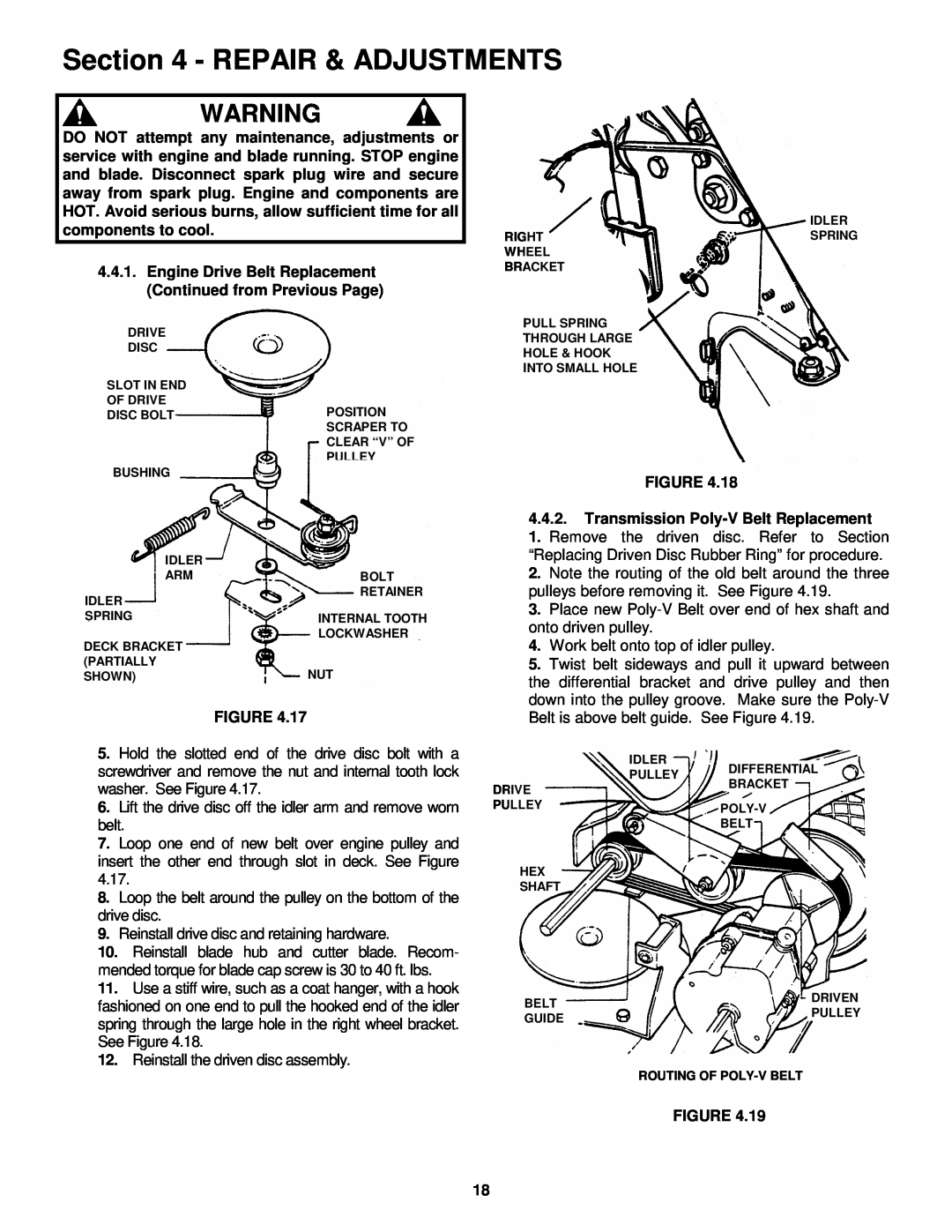 Snapper P216012E important safety instructions Repair & Adjustments 