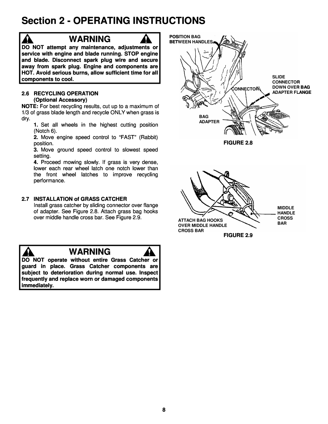 Snapper P216512BV, P216012, WP216512BV Operating Instructions, RECYCLING OPERATION Optional Accessory 