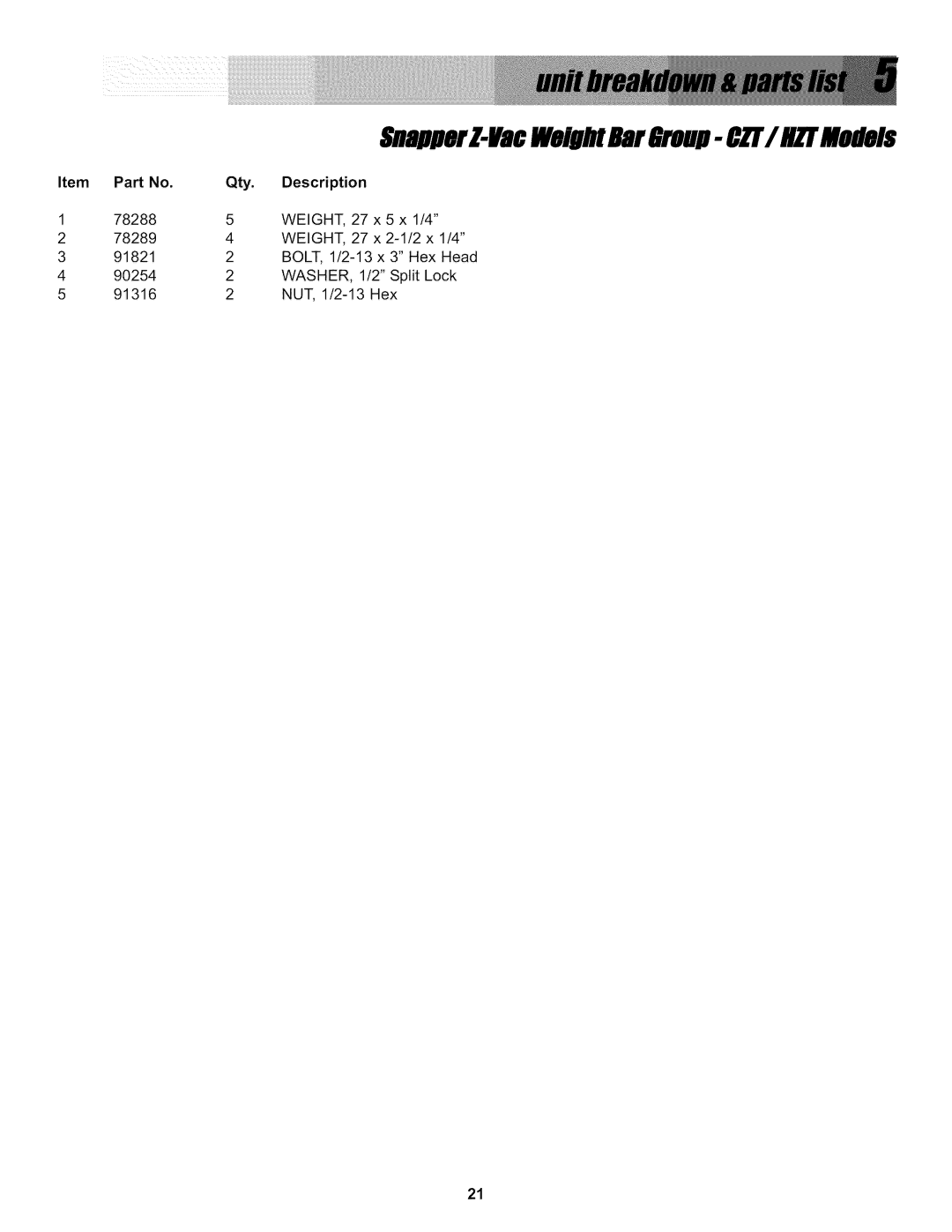 Snapper 0-50576, P/N 7078273 manual SnappKZ-I/acWelUMBarSNm- CH/ medel$, Weight 