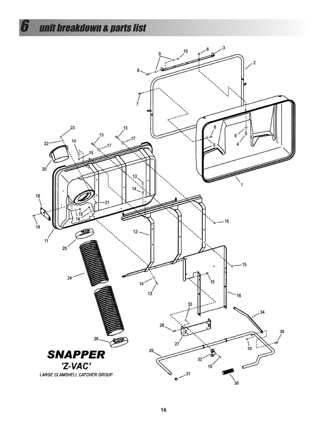 Snapper P/N 7600028, P/N 7600027, P/N 7600026 manual Unit breakdown & parts list 