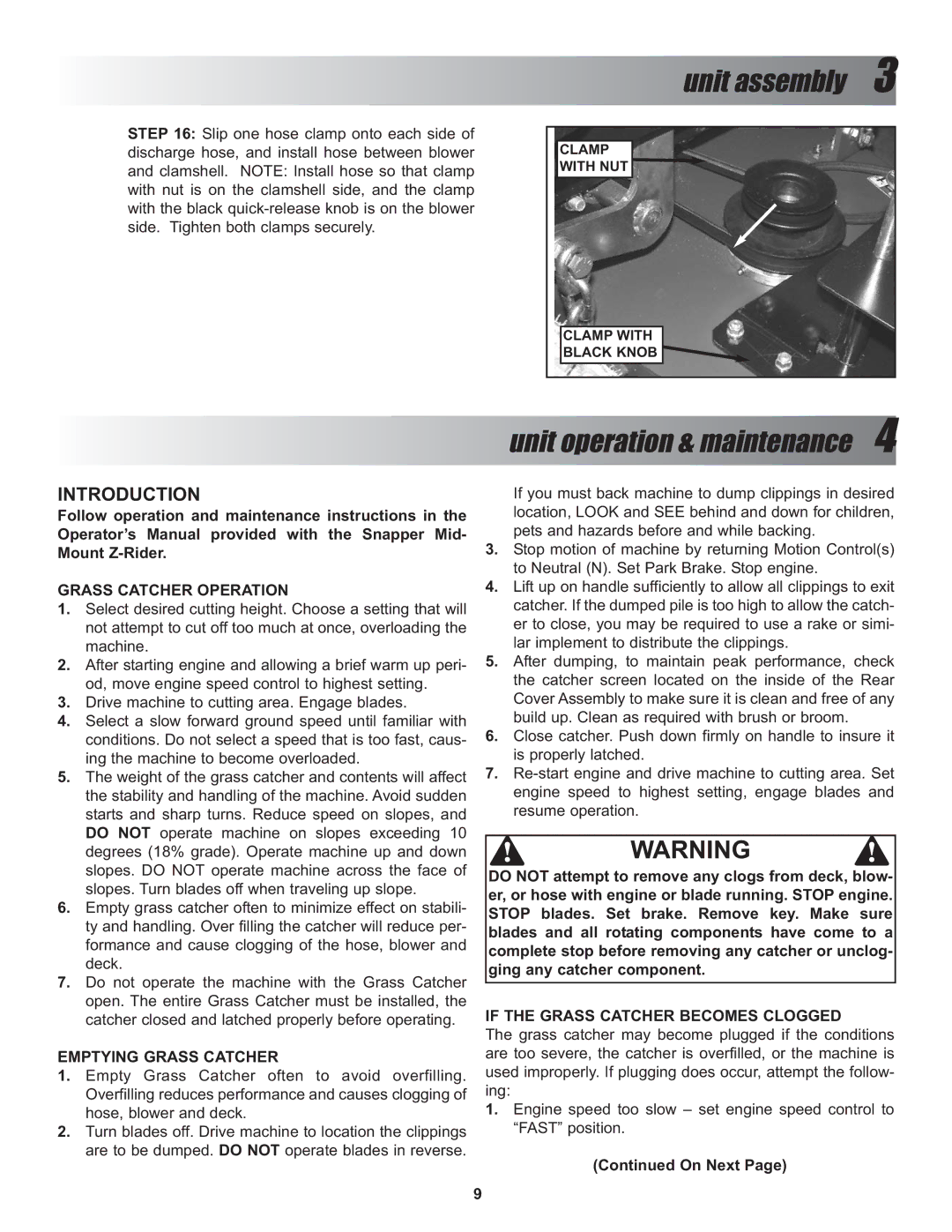 Snapper P/N 7600027, P/N 7600028, P/N 7600026 manual Unit operation & maintenance, Introduction 