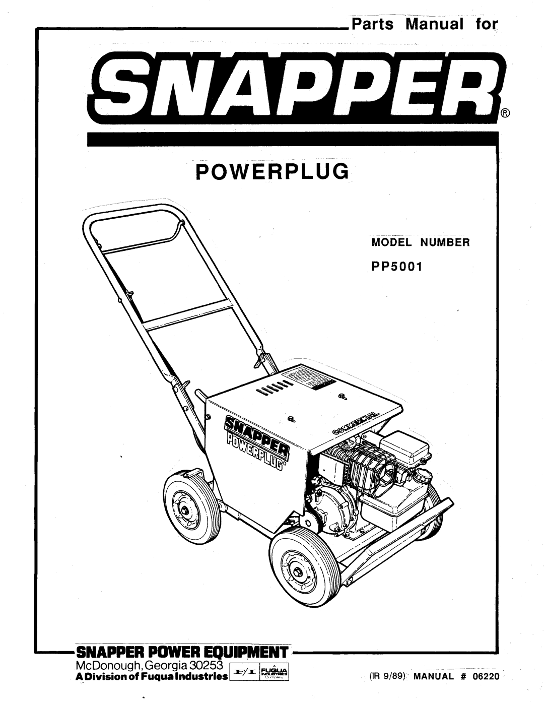 Snapper PP5001 manual 