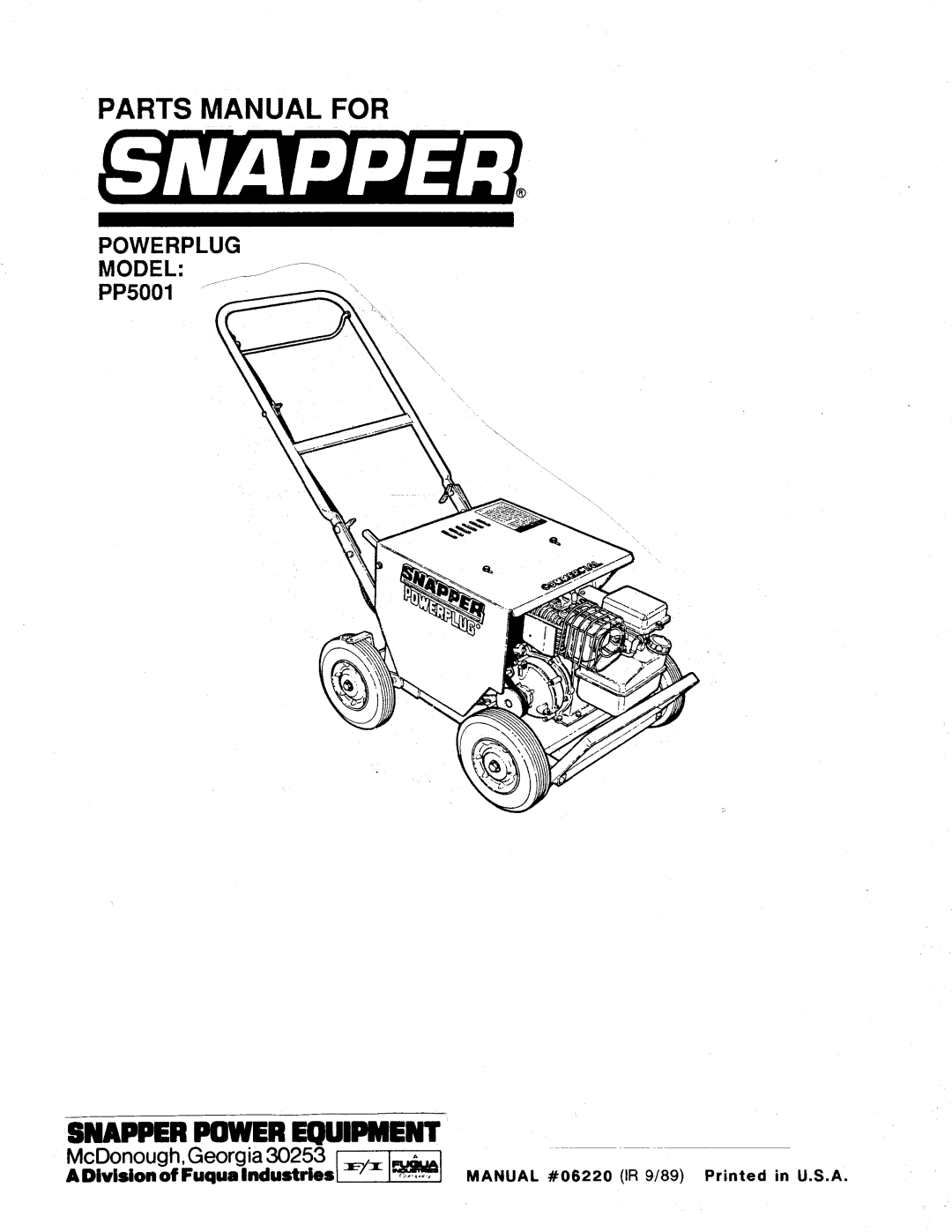 Snapper PP5001 manual 