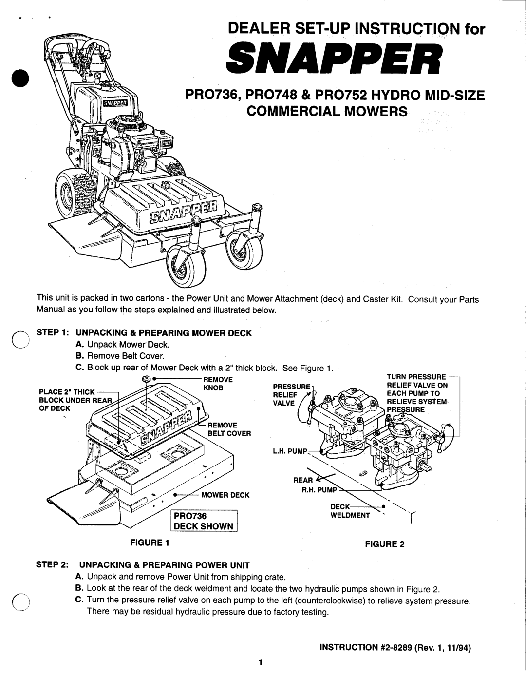 Snapper PRO725 manual 