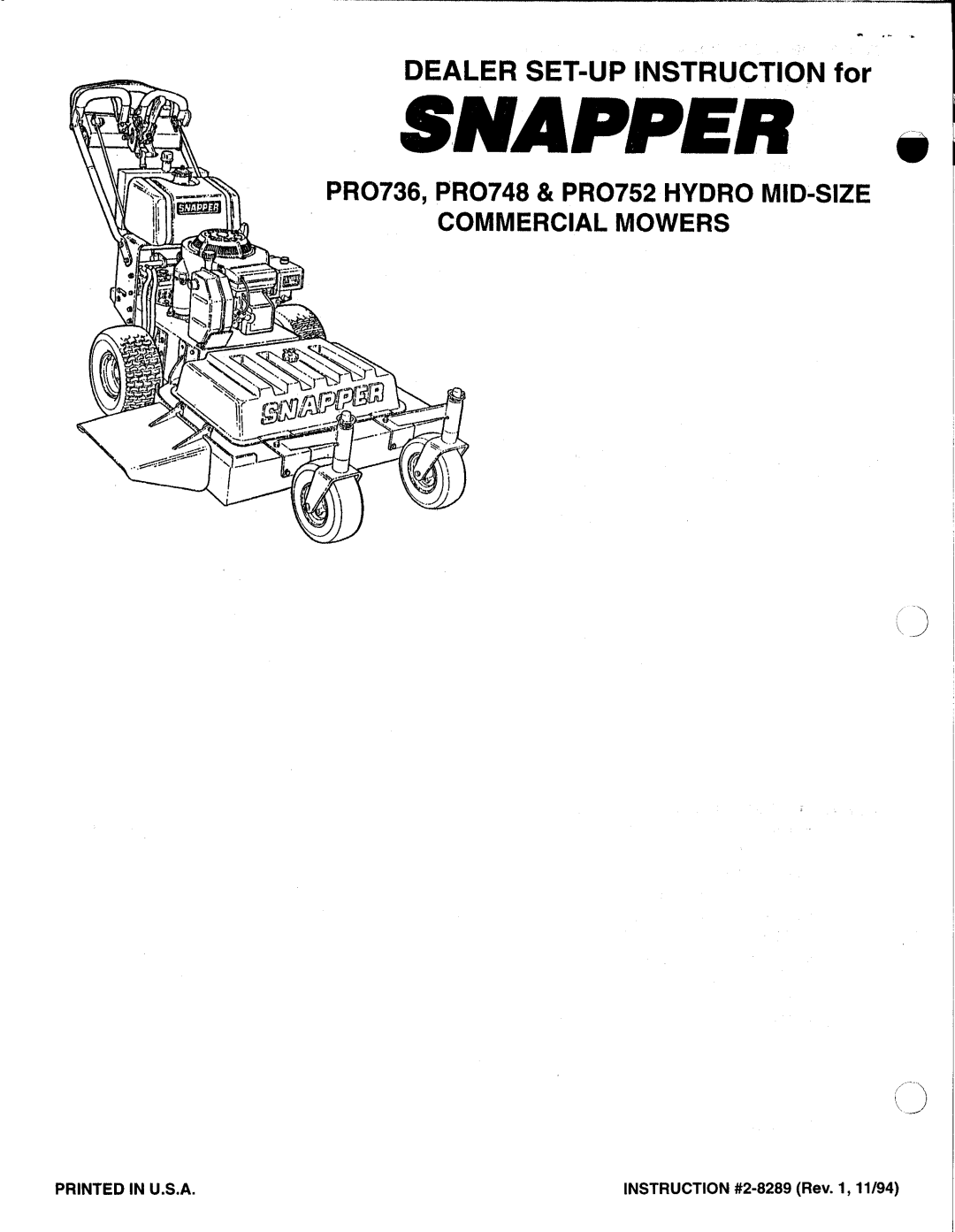 Snapper PRO725 manual 