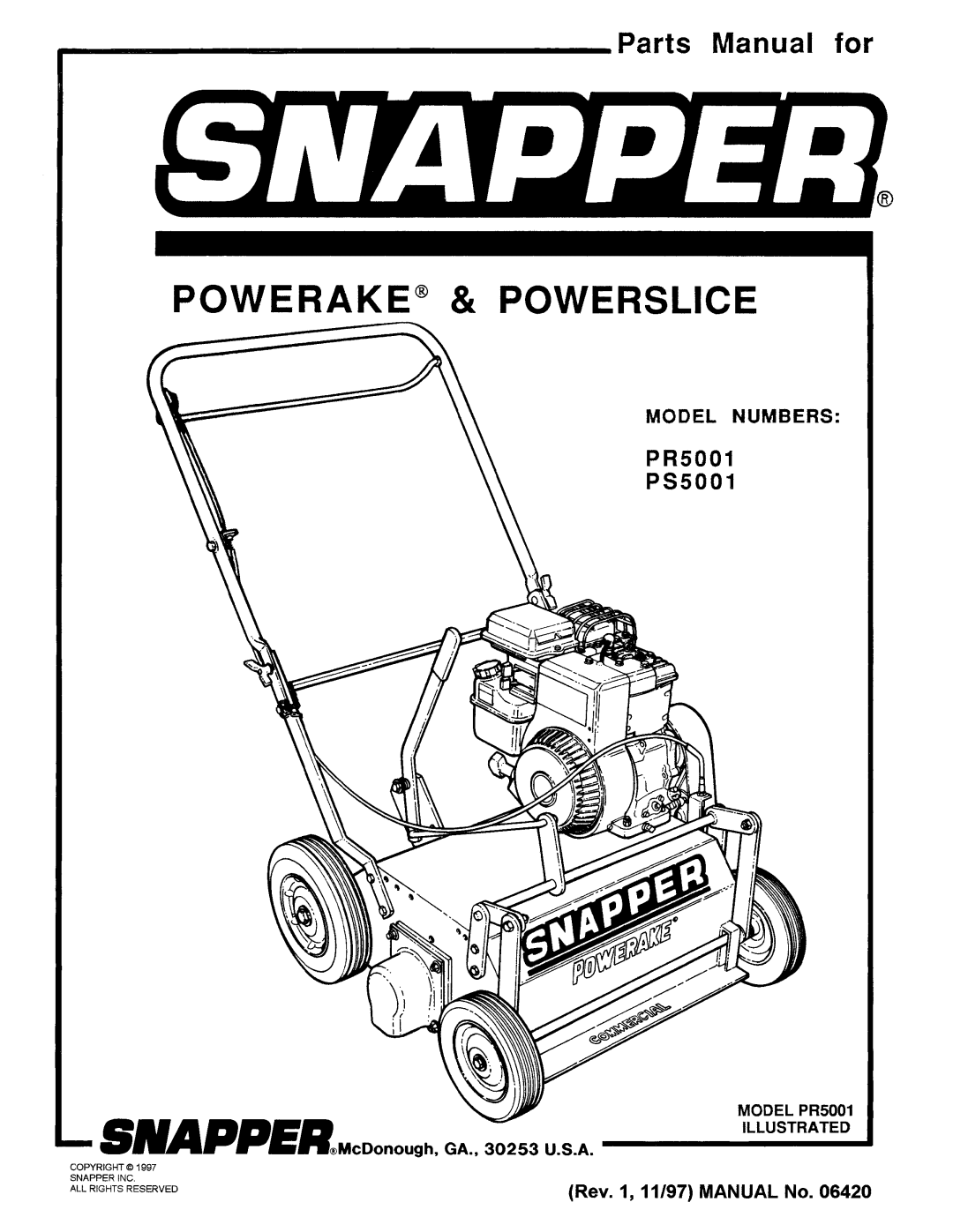 Snapper PR5001, PS5001 manual 