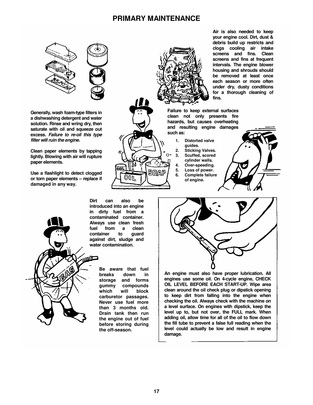 Snapper R194014 important safety instructions Distorted valve guides Sticking Valves 