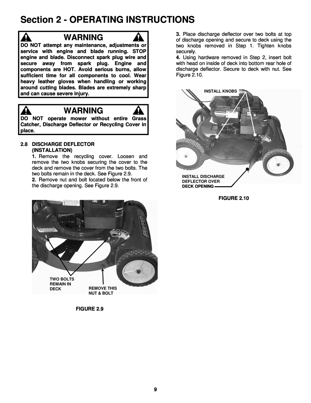 Snapper R195517B important safety instructions Operating Instructions, 2.8DISCHARGE DEFLECTOR INSTALLATION 