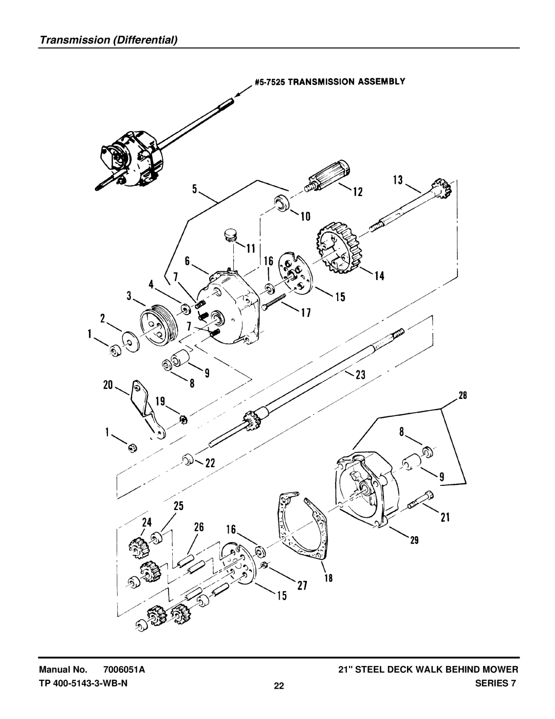 Snapper R21507B, R21407T, R21507TV, MP21507BE, MP21357B, DP21507BE, DP21407T-2, GP21507B, G23157B Transmission Differential 