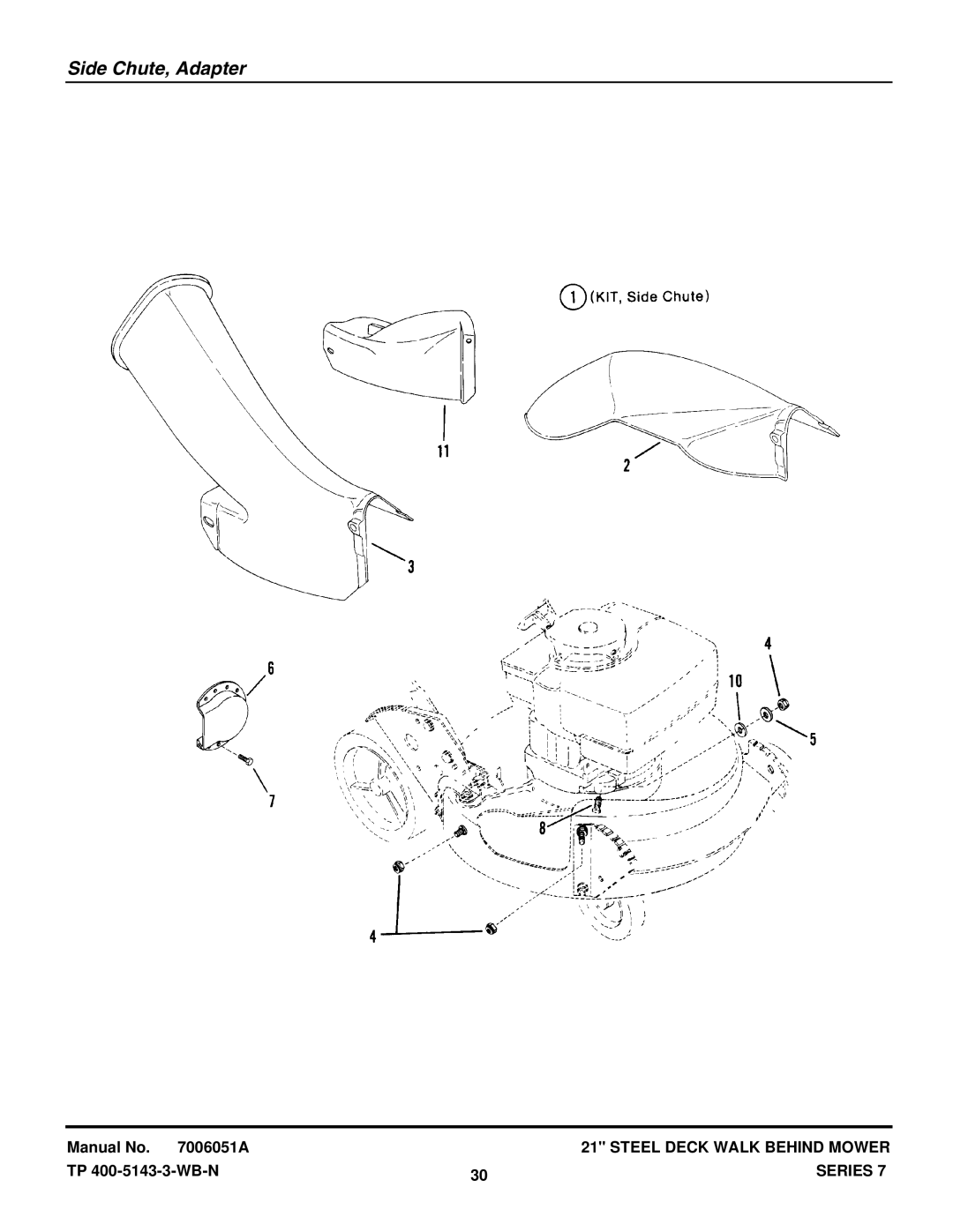 Snapper DP21407T-2, R21507B, R21407T, R21507TV, MP21507BE, MP21357B, DP21507BE, GP21507B, G23157B, OP21507B Side Chute, Adapter 