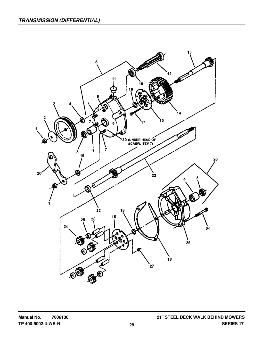 Snapper P215517BVE, R2167517BV, 216517BV, ERP216, EP217017BV, RP215517BV, RP2167517BV, P217017BVE Transmission Differential 