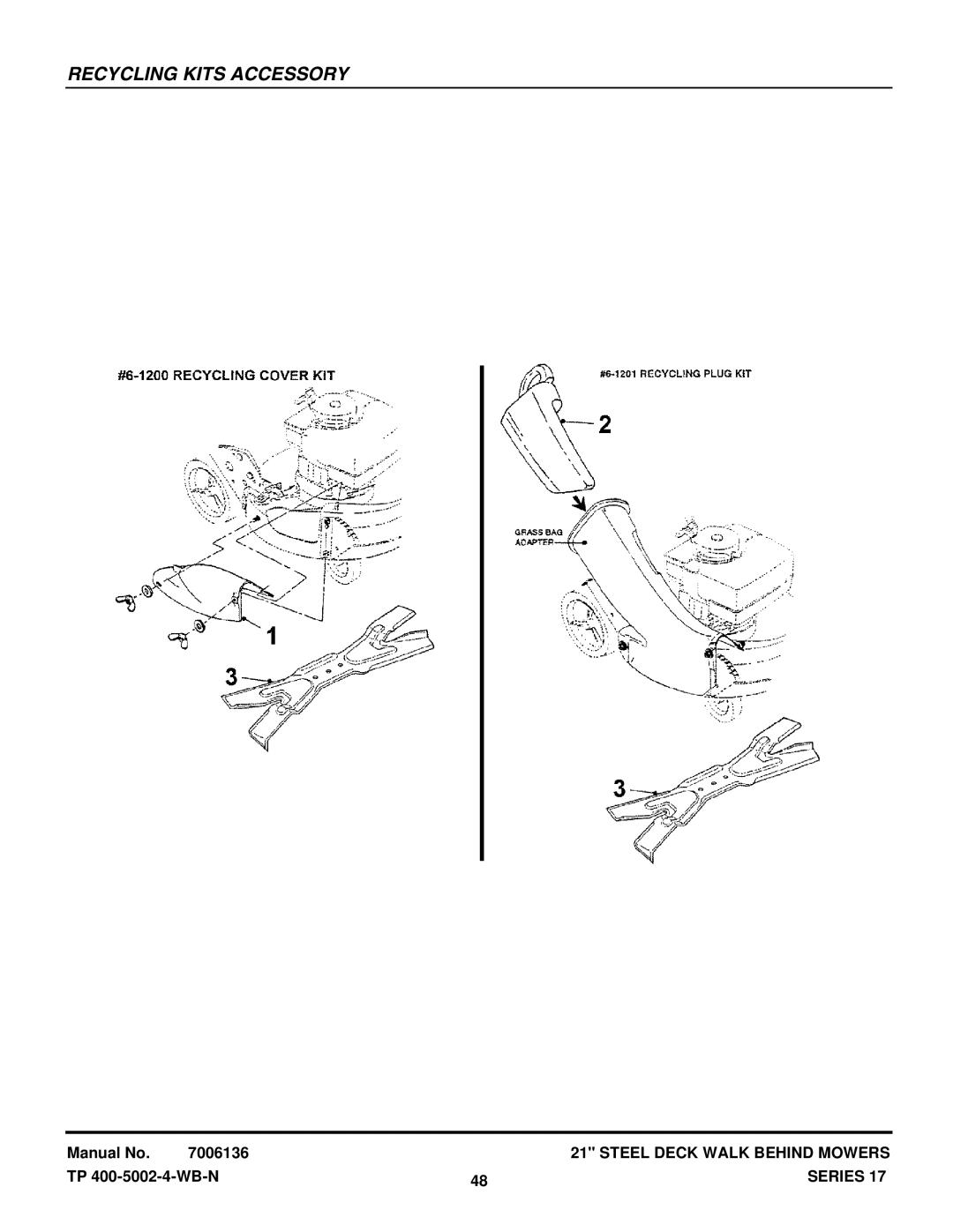 Snapper R2167517BV, 216517BV, ERP216, EP217017BV, RP215517BV, RP2167517BV, P217017BVE, P215517HC Recycling Kits Accessory 