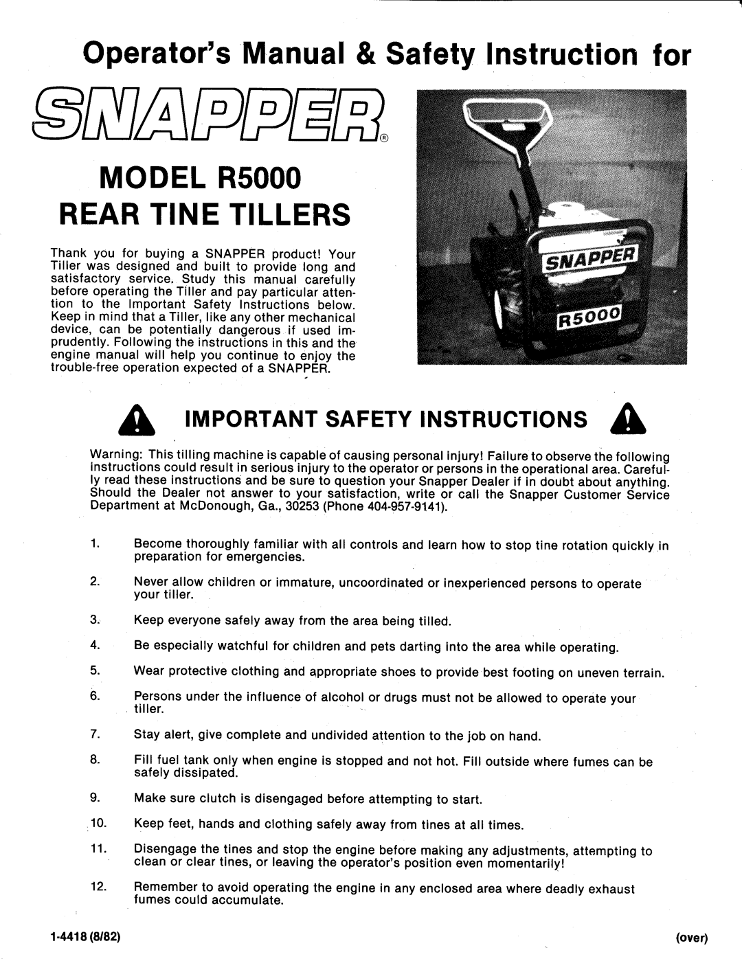 Snapper R5000 manual 