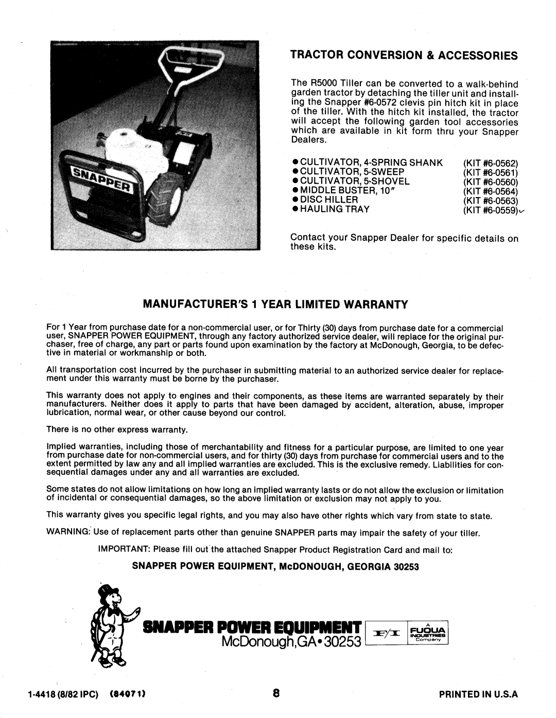 Snapper R5000 manual 