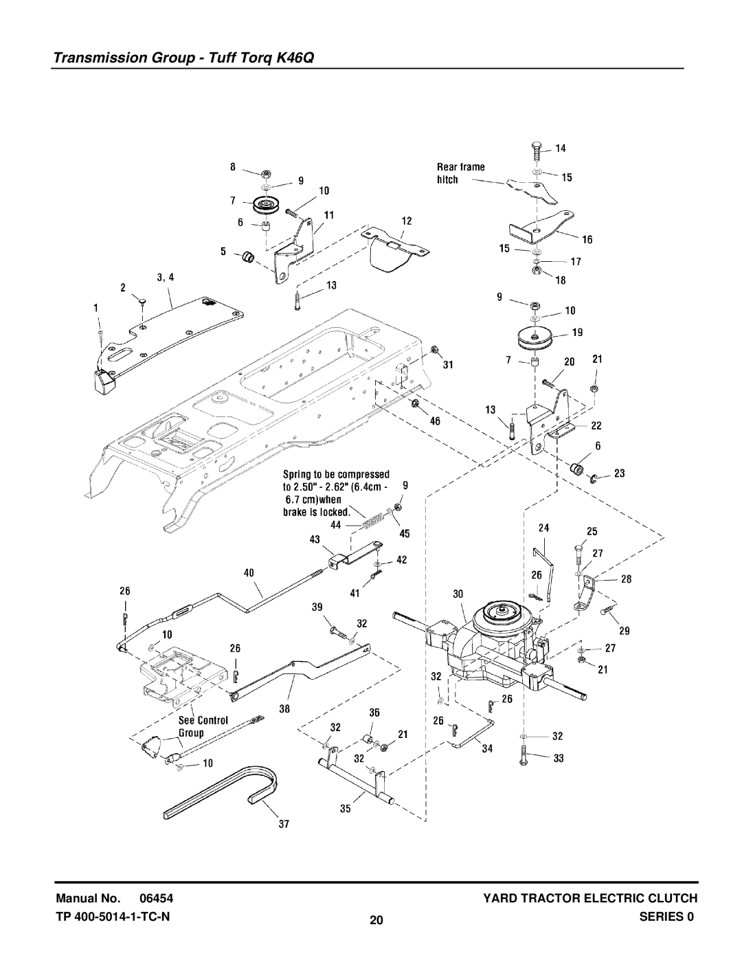 Snapper RD1740, RD1840, RD2040 manual Transmission Group Tuff Torq K46Q 