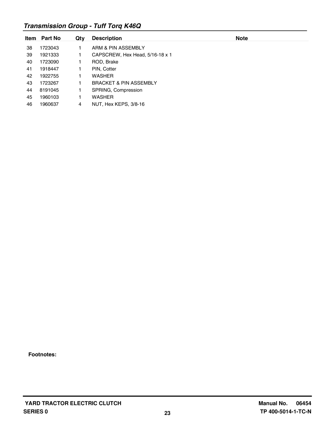 Snapper RD1740, RD1840, RD2040 manual ARM & PIN Assembly, Bracket & PIN Assembly 