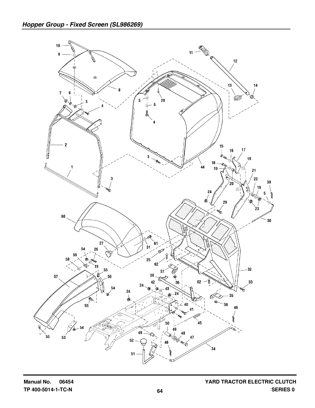 Snapper RD1740, RD1840, RD2040 manual Hopper Group Fixed Screen SL986269 